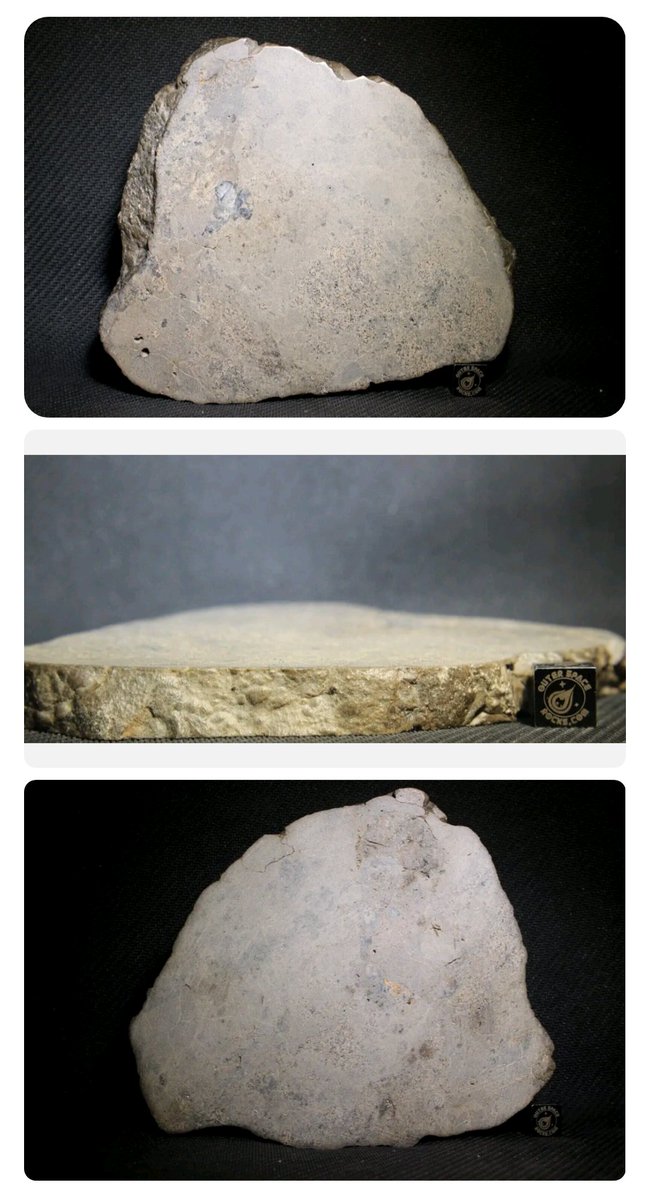 OuterSpaceRocks's tweet photo. Is BIGGER better? Well when it comes to Giant oversized #meteorite slices, I think the answer is a resounding YES! Look at this humongous #HED #Achondrite #Eucrite Melt Breccia #Meteorite slice weighing a whopping 320 grams! Recently discovered in #Lybia #Africa. #Jakharra001, and while your looking be sure to inspect that really unusual and light colored crystal on the polished face. It's a lot of work in cutting and polishing a slice this big... There are a lot of steps involved, it takes quite a bit more time.