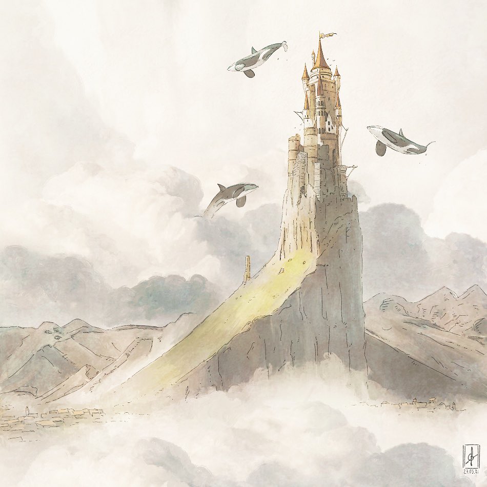 no humans scenery outdoors castle cloud sky mountain  illustration images