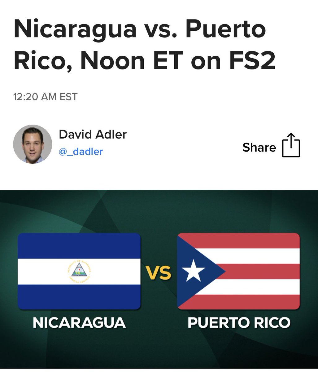 Latinamd's tweet photo. @dominicandoc2 @COlazagasti @AnaVManana It is Nicaragua 🇳🇮 vs Puerto Rico 🇵🇷 today playing at #WBC2023 @loanDepotpark - not hard to predict that PR 🇵🇷wins this game.
( PR 🇵🇷 vs DR 🇩🇴on Wednesday will be the fun game) #prdoesitbetter #baseball https://t.co/Hv0P3kQWJE