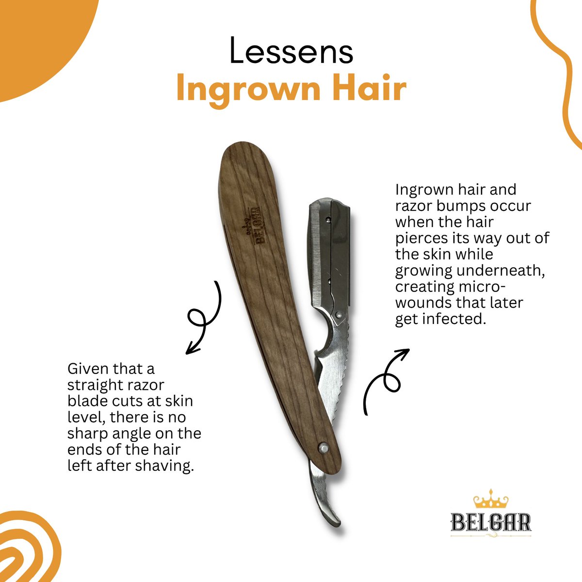 Given that a straight razor blade cuts at skin level, there is no sharp angle on the ends of the hair left after shaving. 
----
🌐 belgar.co.nz
.
#Belgar #ingrownhair #razorbump #razor #shaved #beard #beardgame #groomed #groom #grooming