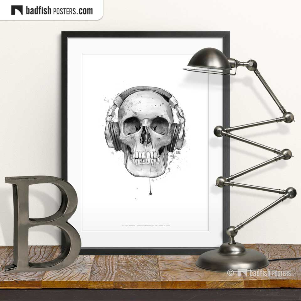 #Skull With #HeadPhones #ArtPrint  #PosterArt #Cranium #HumanSkull #WallDecor #HomeDecor #Music #BarDecor #PubDecor #MadeInSweden #BadFishPosters
.
badfishposters.com
.
badfishposters.etsy.com
.
etsy.me/3J1dU0o