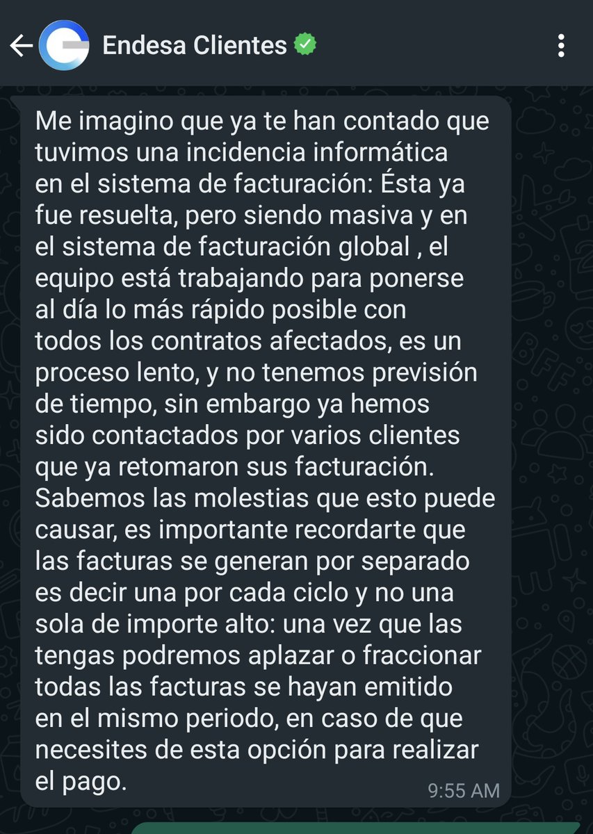4 meses sin facturas de <a href="/EndesaClientes/">Endesa Clientes</a> por culpa del informático 😂 parece ser el nuevo "Mi perro de comió los deberes". Sin ni siquiera mandar un mail ni nada informando de qué pasa 🌟 <a href="/consumogob/">Secretaría General de Consumo y Juego</a> <a href="/consumidores/">OCU</a> esto es legal?