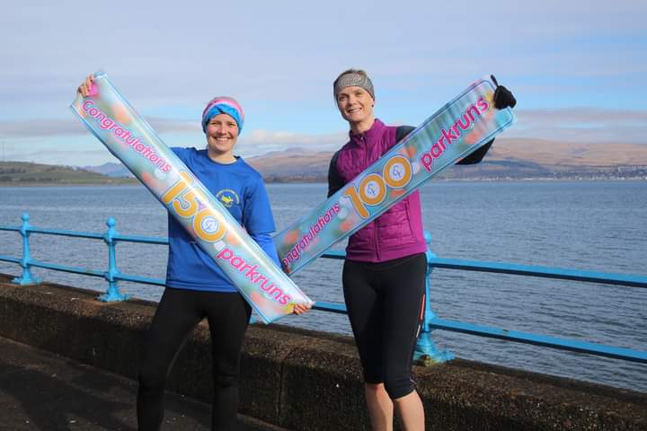 Congrats to Cheryl and Fiona for running their 150th and 100th parkruns today!