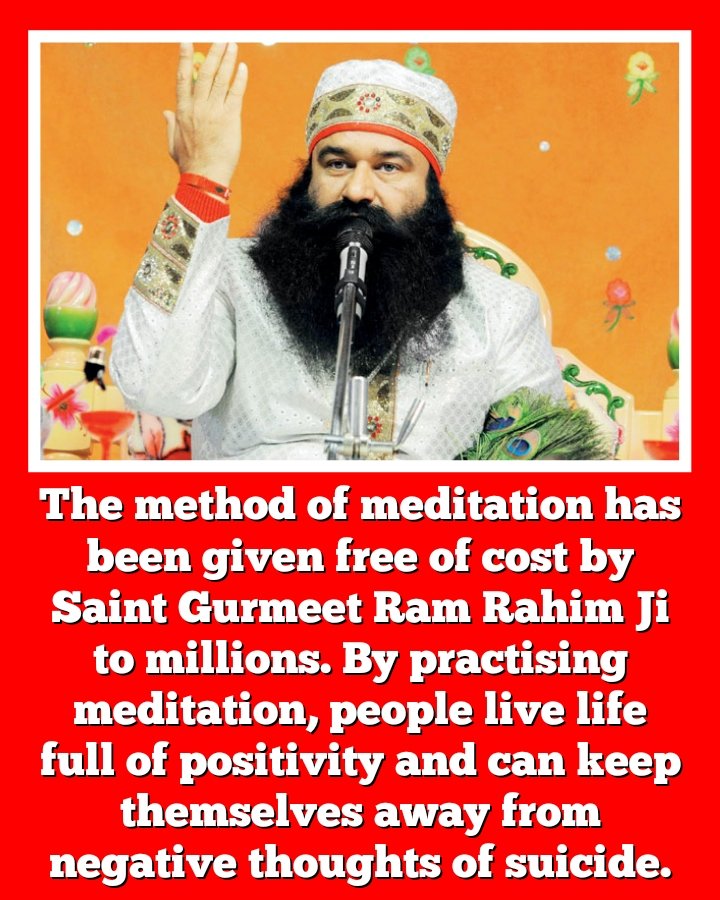 Saint Dr.Gurmeet Ram Rahim Singh Ji Insan says if one really wants peace of mind,meditation is only tool It is the only way to stabilize your mind,thought process&achieve positivity.
#KeyToAchievement
#KeyToStressManagement
#UnlockYourConfidence
#KeyToSuccess
#BoostYourConfidence