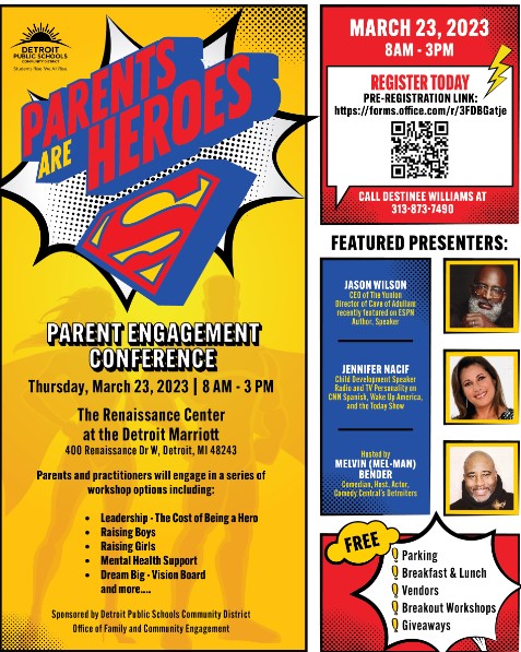 CHS Parents, Register today for the "Parents are Heroes" Conference.  Plan now to attend... <a href="/Detroitk12/">DPSCommunityDistrict</a> <a href="/LaToyiaWebb831/">LaToyia Webb</a>