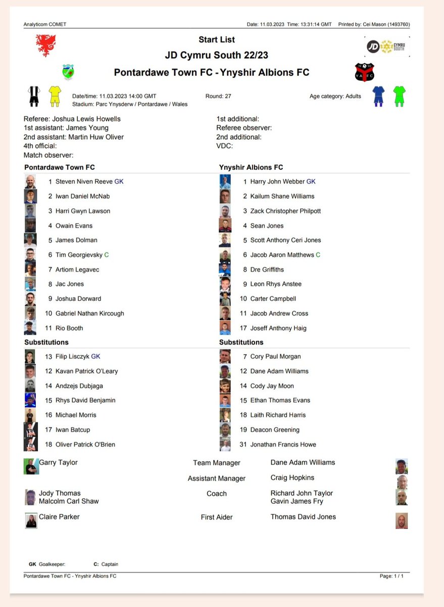 PontardaweTown's tweet image. The rain has arrived but we are looking forward to an exciting game here against @YAFCthebuns 

Here are the teams for today's game #PontyWay @CymruLeagues