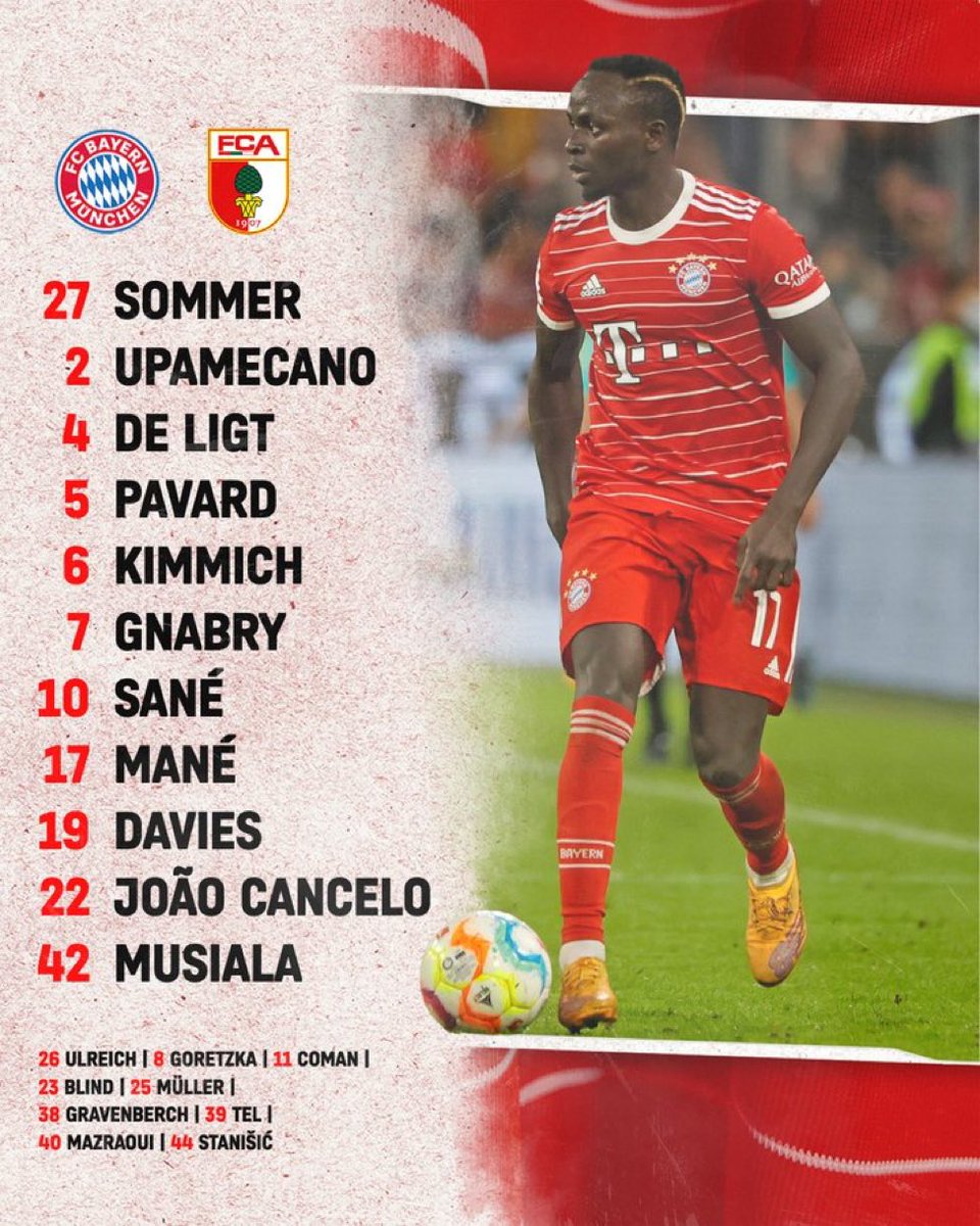 PrimeComps_'s tweet photo. Matthijs De Ligt starts for Bayern Munich against Augsburg! Ryan Gravenberch is benched. 🇳🇱 #bayaug #eredivisie https://t.co/NtTBKEwltO