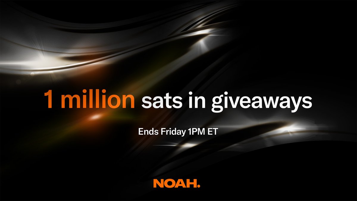 Noah_HQ's tweet photo. 🎉 Feeling lucky?🍀
We're giving away 1 Million sats on Twitter, Discord, and Telegram!⚡️

Follow us at @NOAH_HQ, like this tweet, and you can win 333k sats in giveaways. 🤩

3 Arkonauts will walk away with 111k each. Don't wait - the giveaway ends Friday 17th at 1 PM ET! ⏰ https://t.co/cG67DZBnjh
