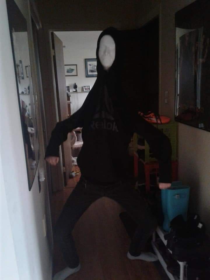 I stuffed a mannequin head into my hood. I believe it was only 19 days into the lock down.