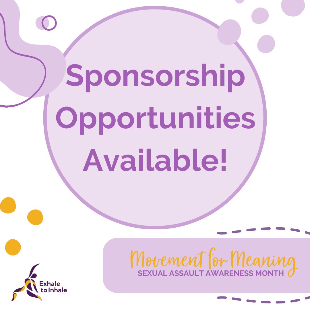 Join us this April in honoring survivors for Sexual Assault Awareness Month (SAAM)!

If you are interested in hosting a class, email us at M4M@exhaletoinhale.org

To find out more about Movement for Meaning, check out our website at exhaletoinhale.org/saam-2023

#movementformeaning