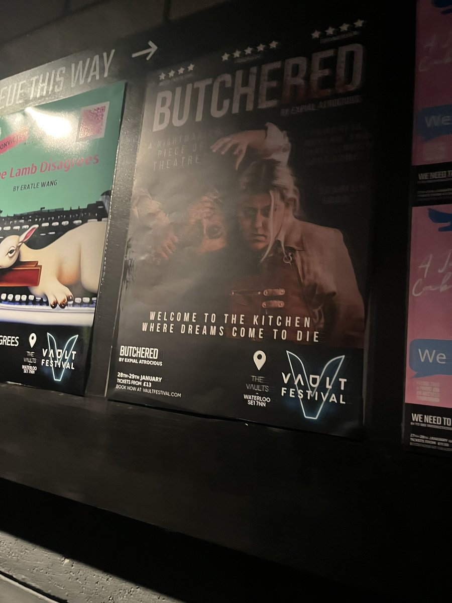 One of my favourite things about being part of @VAULTFestival has been being able to support so many other shows ☺️ from sausage horror (<a href="/ExpiAtro/">EXPiAL ATROCiOUS</a>) to queer space adventure (<a href="/LSquaredTheatre/">L Squared Theatre</a>) to political comedies (<a href="/M_MorphTheatre/">Metamorph Theatre</a>) and a pop-punk musical (<a href="/thephasemusical/">The Phase Musical</a>) (1/2)
