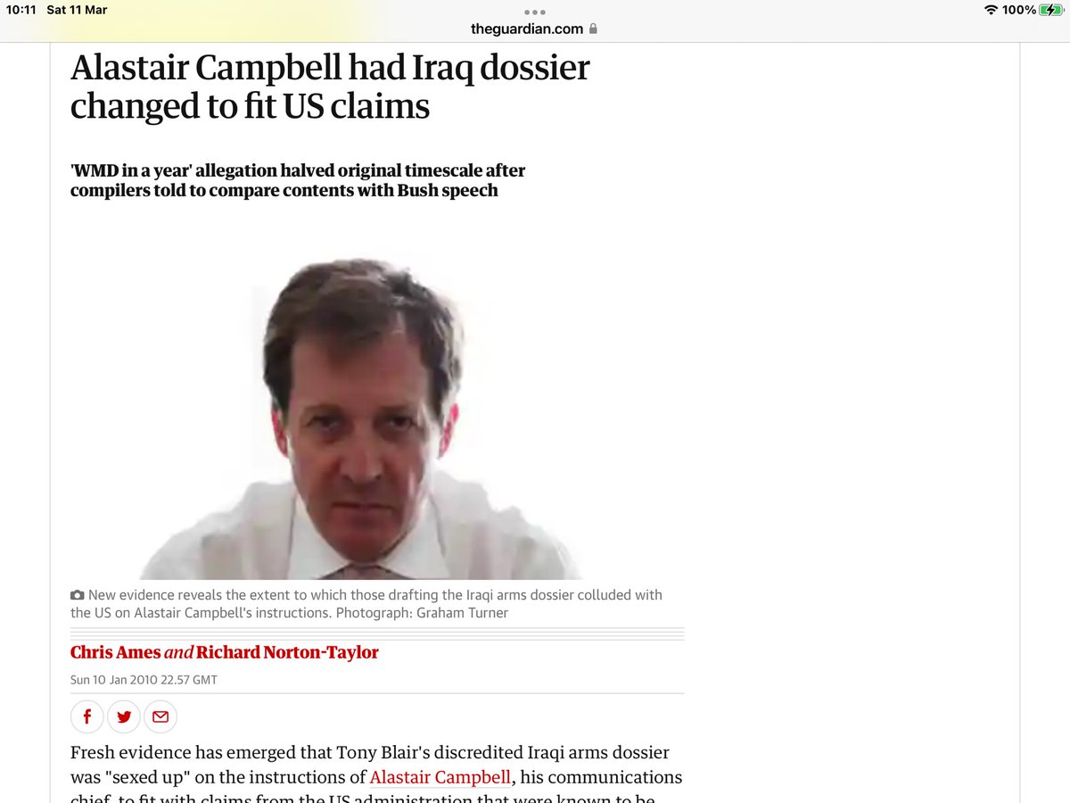 REMEMBERING A Liar, A Public Minuplater,War Criminal, EX British🇬🇧 Politician, ALISTAIR CAMPBELL had the Iraqi 🇮🇶 Dossiers CHANGED to Fit the USA 🇺🇸 claims.. HIM and Tony Blair took us to An ILLEGAL WAR Your Conscience knows whats Right or Wrong