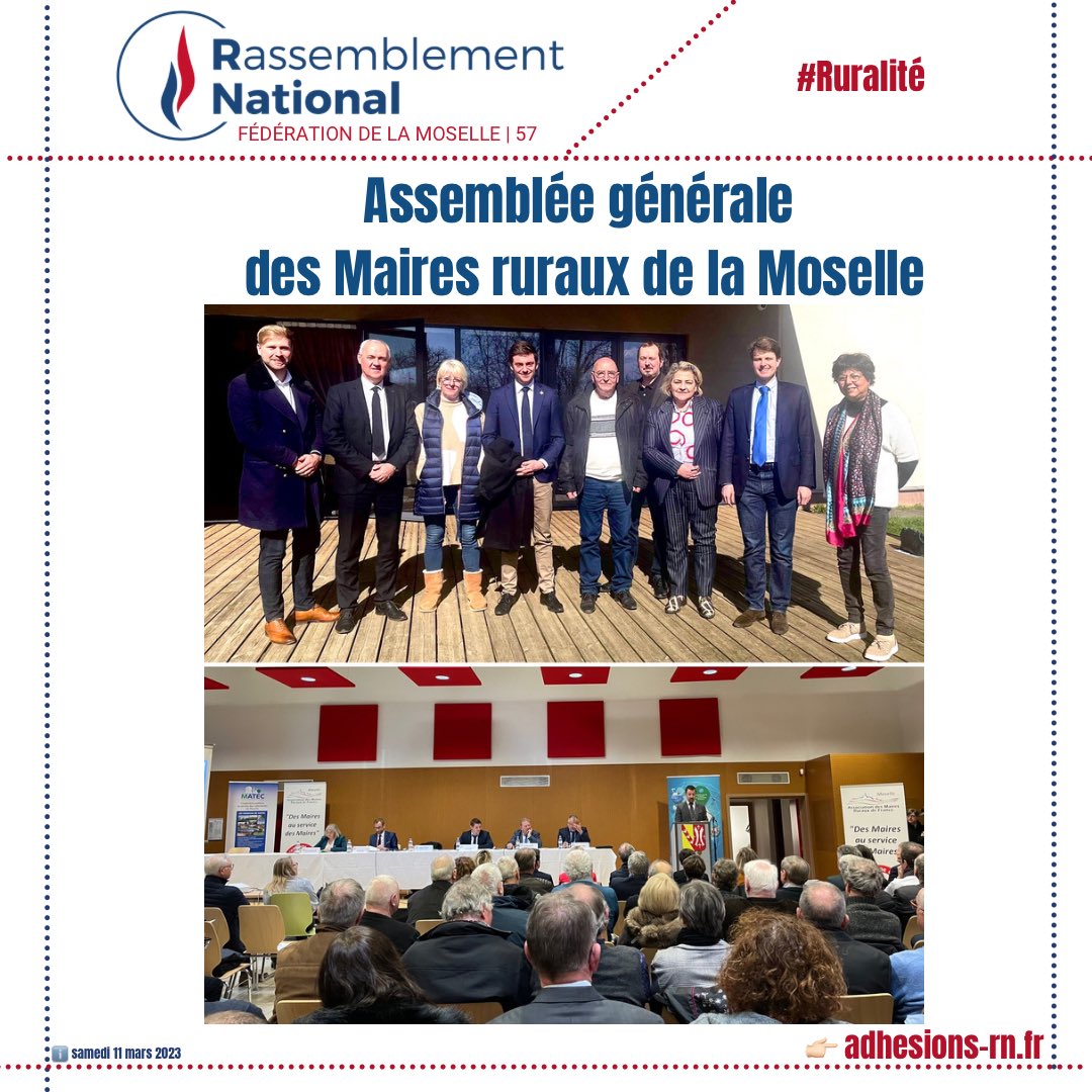RNMoselle's tweet photo. ✅ Le @RN_Moselle présent aux AG de MATEC (Moselle Agence Technique) et des Maires ruraux de la #Moselle ce matin à #Delme en présence d’élus et cadres du #RN dont notre député @AlexandreLoubet et Michel Rambour, maire de Vannecourt et tête de liste RN aux Sénatoriales https://t.co/lBi9CgZO3d