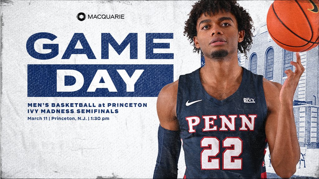 PennMBB's tweet photo. 𝗚𝗔𝗠𝗘 𝗗𝗔𝗬

Fresh slate. Revenge Tour begins today. NATIONAL TV APPEARANCE! #IvyMadness

🆚 Princeton (ILT semi)
⏰ 1:30 PM
📍 Jadwin Gym | Princeton, N.J.
📺 ESPNU | https://t.co/5Zy8u5yg6s
📻 https://t.co/b9TkK7lFsT
📊 https://t.co/Bfgde0Z4Su

#Whānau | #FightOnPenn 🔴🔵🏀 https://t.co/wv8gexkS0Y