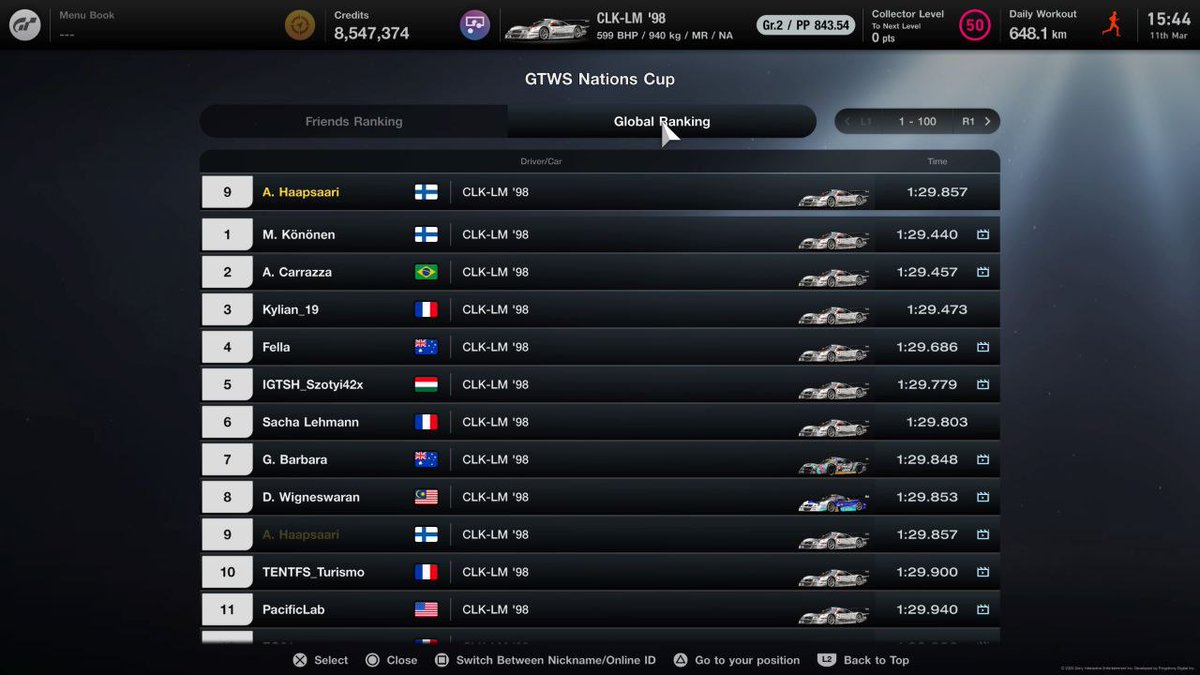 Trying to fill the top spots of practice leaderboards for the next Nations cup preseason race. <a href="/MaatueSports/">Maatu eSports</a> 

#GranTurismo7 #GTWS #simracing #eSports
