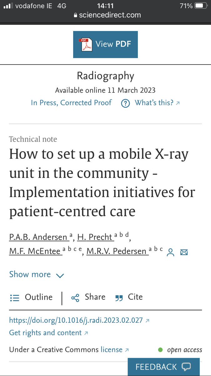 markmcentee's tweet photo. Delighted to have published with my @UniSouthDenmark colleagues @Picaandersen @MaleneRoland and Helle Precht! We found  “The mobile #radiography setup can benefit vulnerable patients and provide meaningful work for the #radiographers” https://t.co/7iWiNzViEA