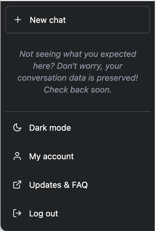 escobyte's tweet photo. If you can't see your ChatGPT history, don't worry it was fixed 3 days ago! For some reason @OpenAI thought they didn't need to tell you on the actual ChatGPT page because its on their https://t.co/C27qvFyXVX page that everyone checks all the time🤦🏿‍♂️. https://t.co/2kp63wY28d