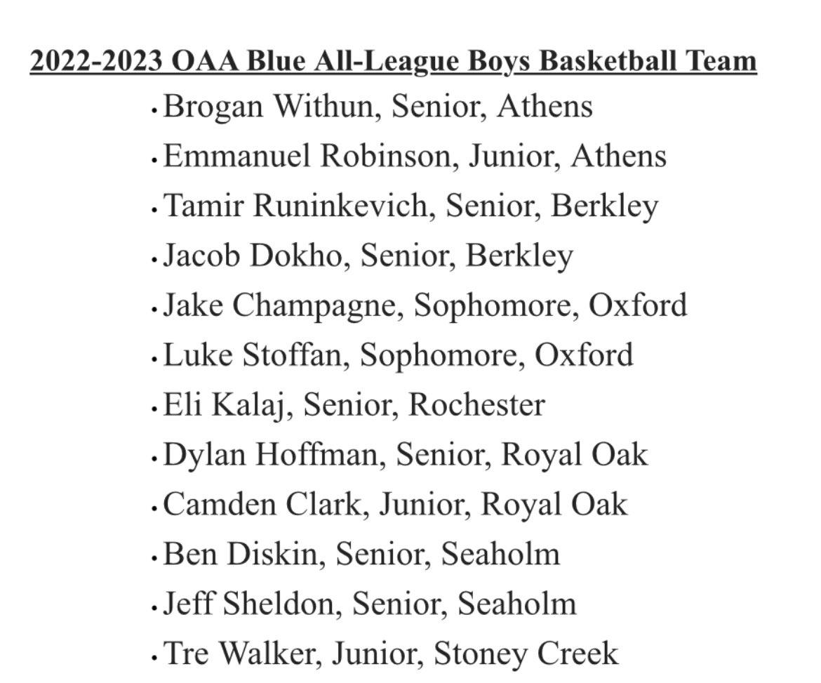 Congratulations to Sr. Tamir Runinkevich for being selected by the coaches of the OAA Blue to the All League Team. This kid works tirelessly on his game and has one of the nicest outside jumper around. Team leading 16.5pts/ game.