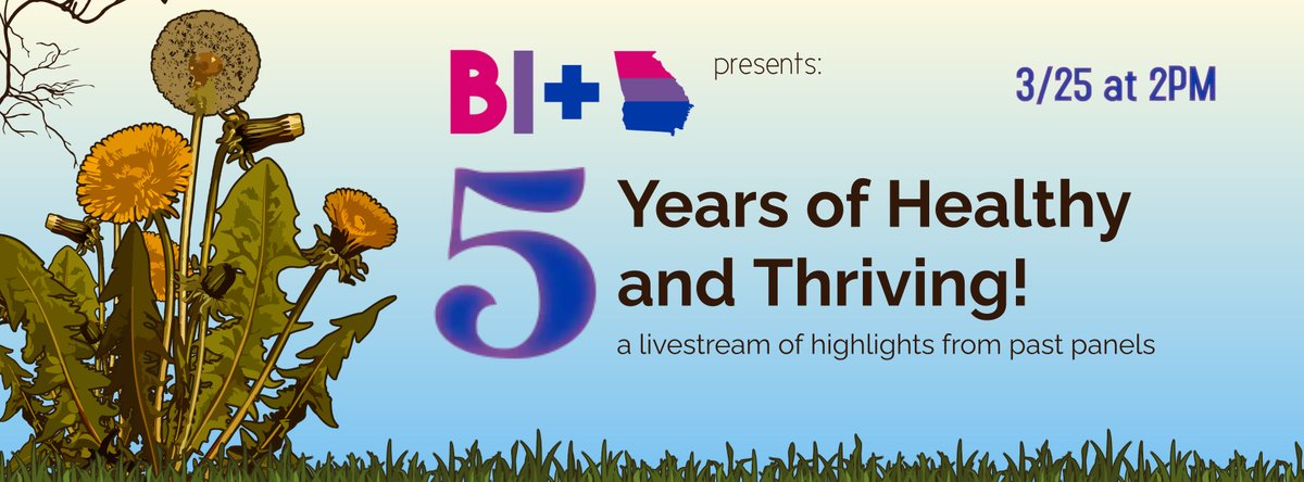 This year will be our 5th Healthy & Thriving event for #BiHealthMonth! Each year we put on a discussion panel to talk about things like HIV/AIDS, mental health, healthy relationships, and disability. This year, we're livestreaming highlights from all our previous panels! (1/)
