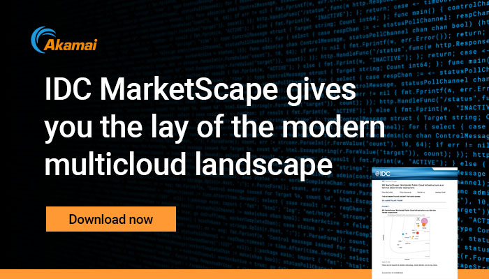 Akamai's tweet image. Growing #multicloud options means you can better match #workloads to cloud solutions. For more information, read the @IDC MarketScape excerpt. ow.ly/hqOa50NeLAA