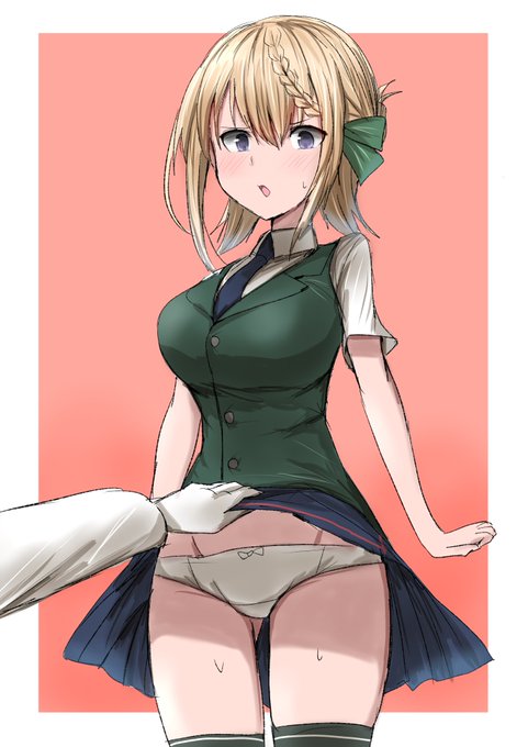 お題の提督さんに正面からスカートをめくられてパンモロして、いつもの堅物な表情が崩れたパースさんです。 