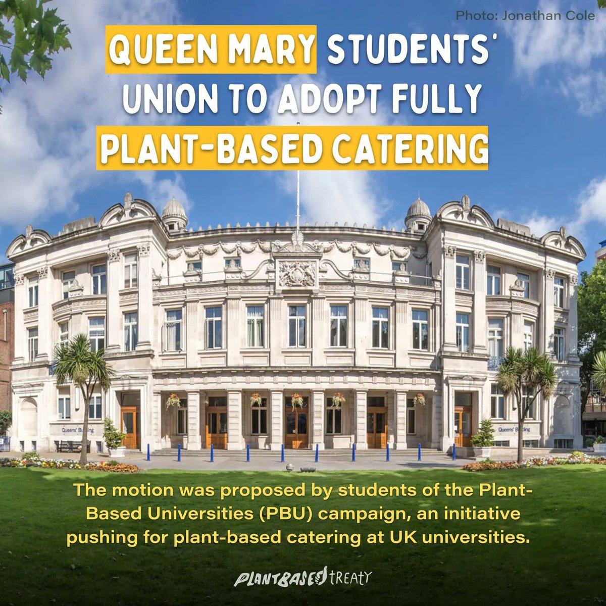PlantBasedTreaty (@plant_treaty) on Twitter photo Great work by <a href="/plantbasedunis/">Plant-Based Universities</a> 👏
<a href="/QMSU/">Queen Mary Students' Union</a> voted & passed a motion to go entirely plant-based in its catering in response to climate emergency, following Plant-based Universities Campaign.
SU’s menus will 1st become 60 % plant-based increasing gradually towards 100 % by 2028-29. Great work by <a href="/plantbasedunis/">Plant-Based Universities</a> 👏
<a href="/QMSU/">Queen Mary Students' Union</a> voted & passed a motion to go entirely plant-based in its catering in response to climate emergency, following Plant-based Universities Campaign.
SU’s menus will 1st become 60 % plant-based increasing gradually towards 100 % by 2028-29.