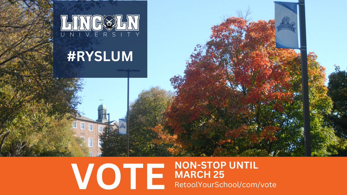 Lincoln University (Missouri) (@lubluetigers) on Twitter photo Vote now to help LU win up to $150K in campus improvement grants! Click to vote retoolyourschool.com/vote> cluster 2 > scroll down to find Lincoln University of Missouri. Vote as many times a day as you want. Voting is unlimited! Share and retweet using #RYSLUM. <a href="/HomeDepotRetool/">Retool Your School</a> 🔨 Vote now to help LU win up to $150K in campus improvement grants! Click to vote retoolyourschool.com/vote> cluster 2 > scroll down to find Lincoln University of Missouri. Vote as many times a day as you want. Voting is unlimited! Share and retweet using #RYSLUM. <a href="/HomeDepotRetool/">Retool Your School</a> 🔨