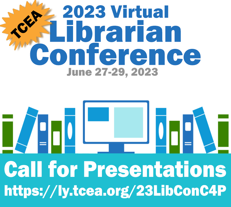 📣Calling all #librarians and media specialists📣  

Submit your ideas for the #TCEA 2023 Virtual Librarian Conference and showcase your expertise to fellow librarians across the country.

sbee.link/hnr8p4ec3j #librarytwitter #edutwitter #txlchat #teacherlibrarians