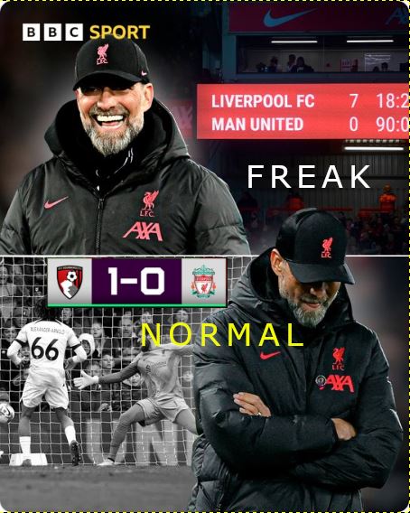 chateaumaeva's tweet photo. Bournemouth 1 - Liverpool 0 @GNev2 @staunchtache @Carra23 🤷‍♂️ https://t.co/K6xXOLSkOu
