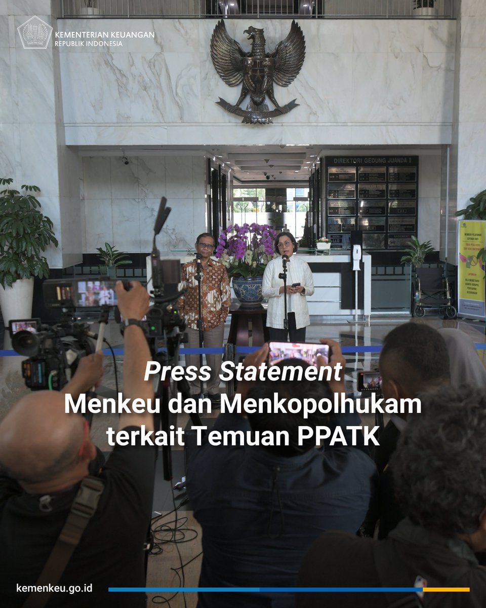 Kemenkeu bersih-bersih.

Simak klarifikasi resmi #MenkeuSMI bersama Menkopolhukam terkait temuan <a href="/PPATK/">PPATK</a> berikut.