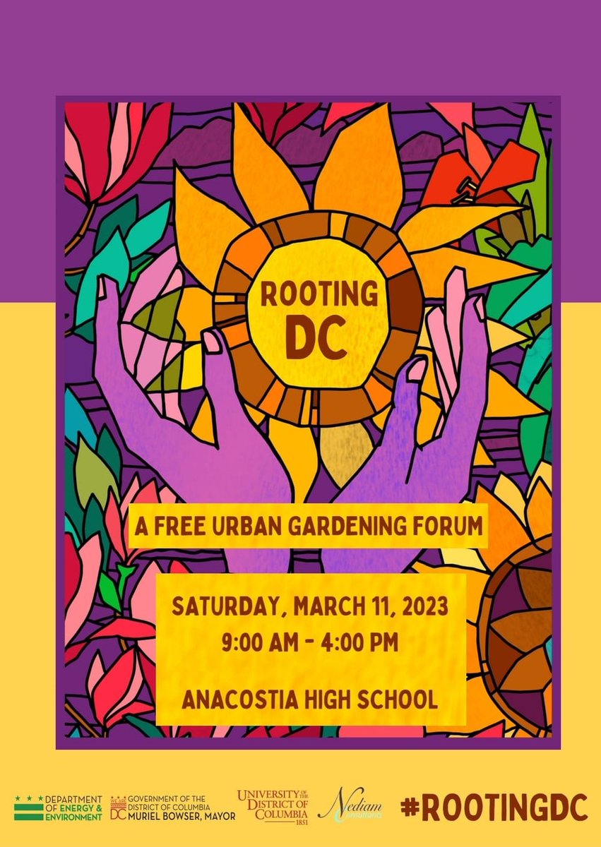AnacostiaBID's tweet photo. TODAY IN ANACOSTIA! #RootingDC returns! A free urban gardening forum at @AnacostiaHigh. https://t.co/Hnea7q5IDg
