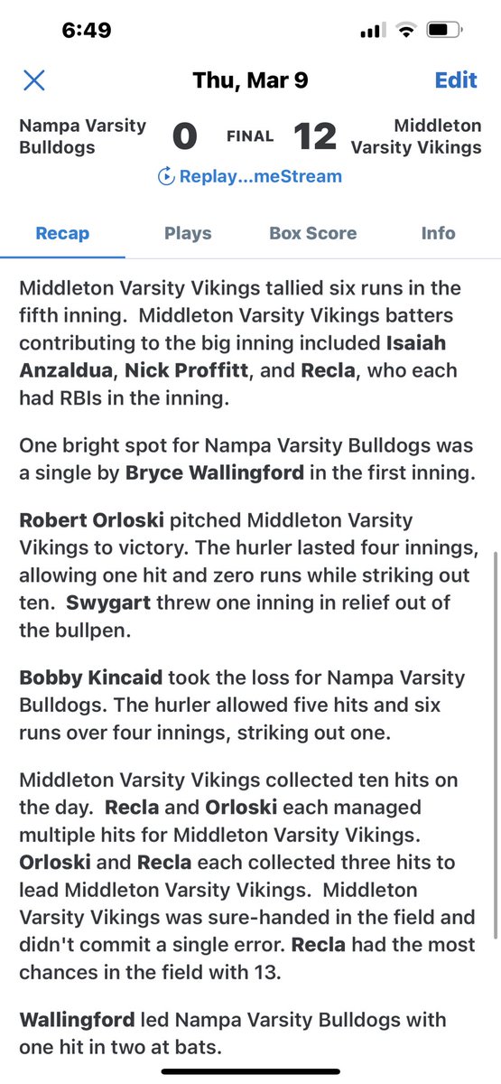 Middleton Vikings Baseball tweet media