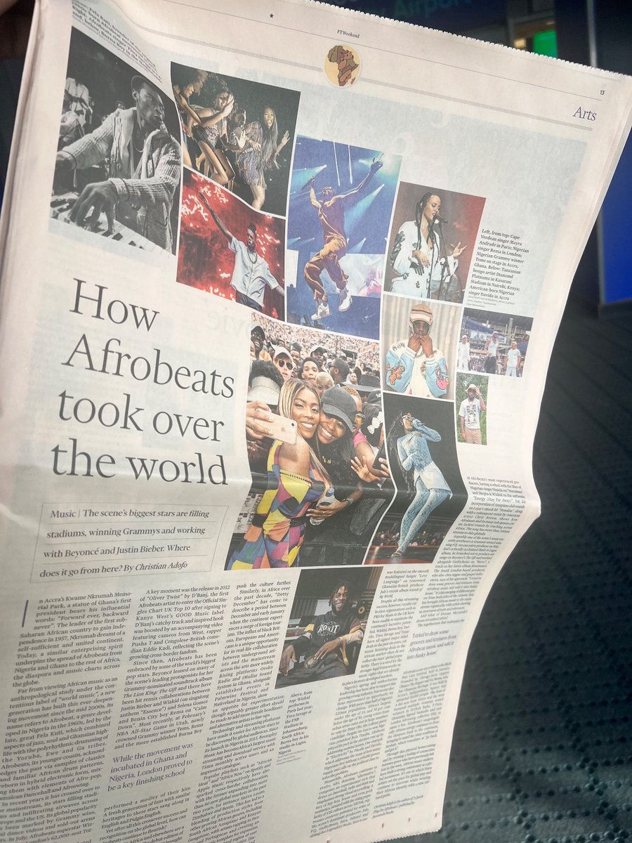 Wrote a feature in @ftweekend special Africa Life & Arts edition today reflecting on how far Afrobeats (and the plethora of sub-genres) has come and the impact of the wider subculture across the 🌍 Grab a copy this weekend 🙌🏾 Many thanks to @RaphAbraham