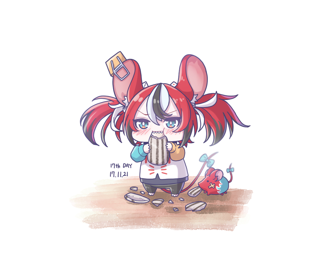 hakos baelz 1girl mouse ears animal ears chibi tail mouse girl red hair  illustration images