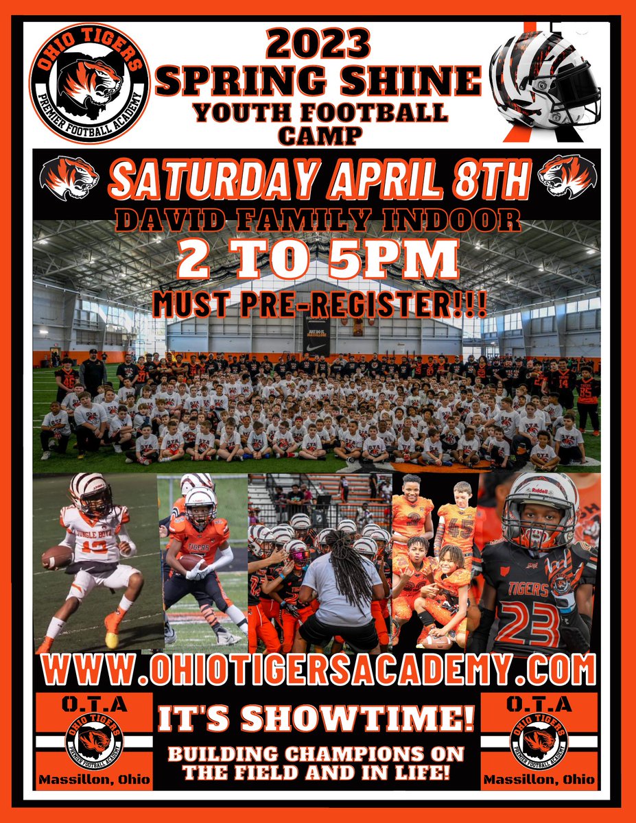 🔥It's time for our Spring Shine🔥
We put on a show in the best youth football camp in Ohio! 🎥🍿 Get registered today! We will reach capacity - over 250 campers every year! OPEN TO ANY KID! #WeAreOTA