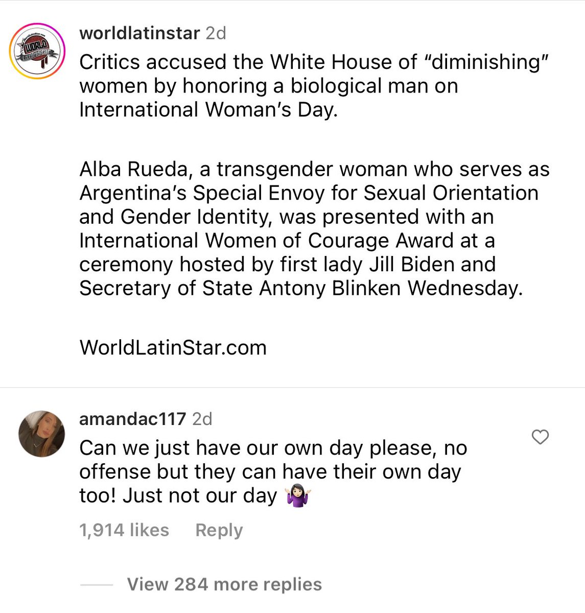 ItsTashYo's tweet photo. someone I know reposted this on IG and I was curious and looked at the comments and wtf is wrong with y’all.. ‘Can we have our own day’..which translates to ‘you’re not a women’ which bitch, ew. https://t.co/sra5IZE2FX