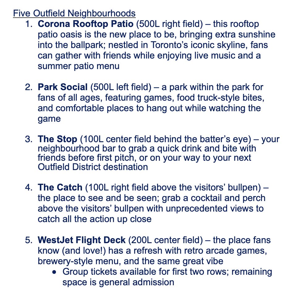 KeeganMatheson's tweet photo. #BlueJays announce they'll be selling a $20 general admission ticket this season to all home games. 

Fans who buy the ticket won't have an assigned seat, but can watch the game (and/or muck a few drinks) in the following areas: https://t.co/63S2v4HMuI
