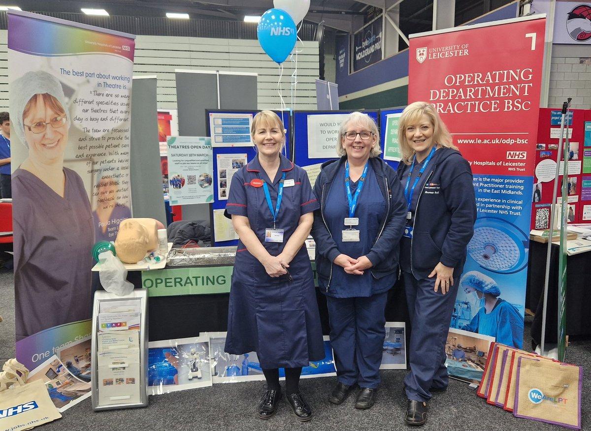 odpjane's tweet photo. The calm before the storm of over 1000 people attending the LLR careers event. Proud to be promoting careers in the operating department Band 2 to Band 5 @MaureenOdp @NHS_LLR @ODPLeicester @JasonHofN @Leic_hospital https://t.co/aLLGd5Ku2Q
