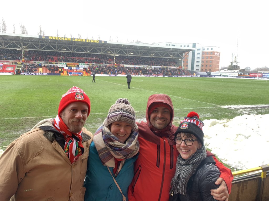 Um - we at sitting in the front row?! Thank you Callum in the ticket office for taking a chance on some idiot American teachers! <a href="/wrexhamafc/">John</a> #wrexhamafc