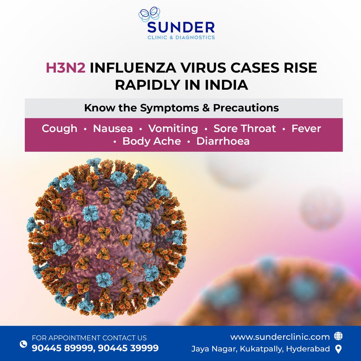 ClinicSunder's tweet photo. In most cases, it affects people over 50 and below 15 years. Take vaccinations, wash your hands frequently, and avoid crowded places to prevent infection.
#H3N2Virus #H3N2 #Virus #ViralFever #covid #healthcare #healthexpert https://t.co/2keDMGTj3L