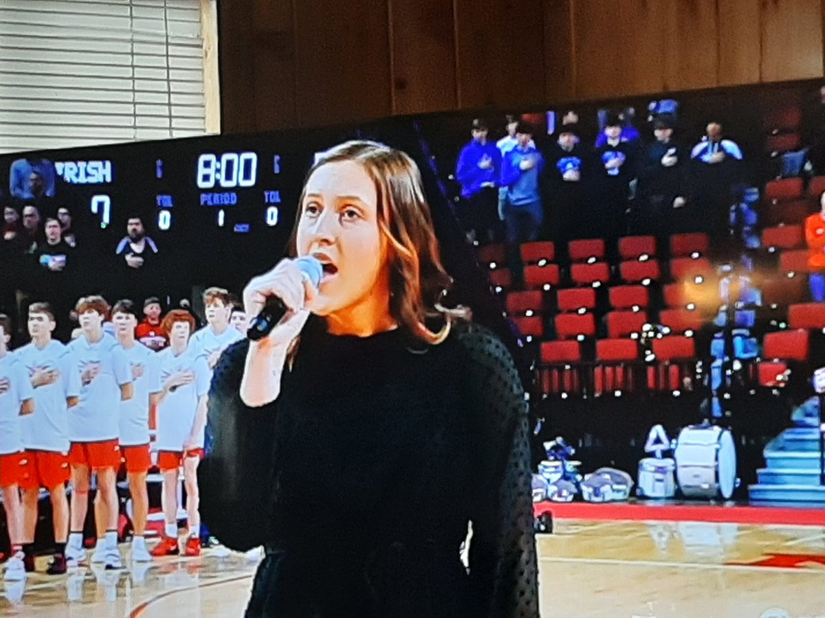 North Platte HS's very own Carly Purdy sings the National Anthem at the D1 BBall championship. Outstanding job, CarPurDawg!! <a href="/NPHSChoir/">Leah Purdy</a> #WTMB #GoDawgz #NPgr8