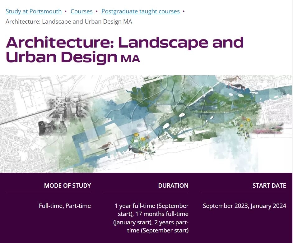 Apply for our new postgraduate architecture course starting this September 2023! Architecture: Landscape and Urban Design MA.

port.ac.uk/study/courses/…
