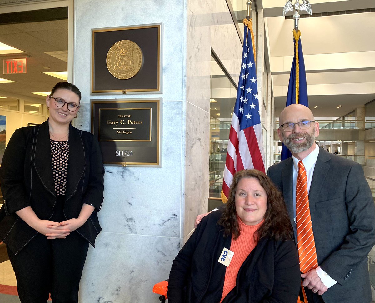 DanJenDig's tweet photo. Thanks Victoria Houston, legislative aide for @SenGaryPeters, for meeting with us this week to discuss airline accessibility legislation and MS research funding in Washington, D.C. We appreciated your time and asking such great questions for the Senator! #MSPPC23 #MsActivist https://t.co/wjhCOeVnIK