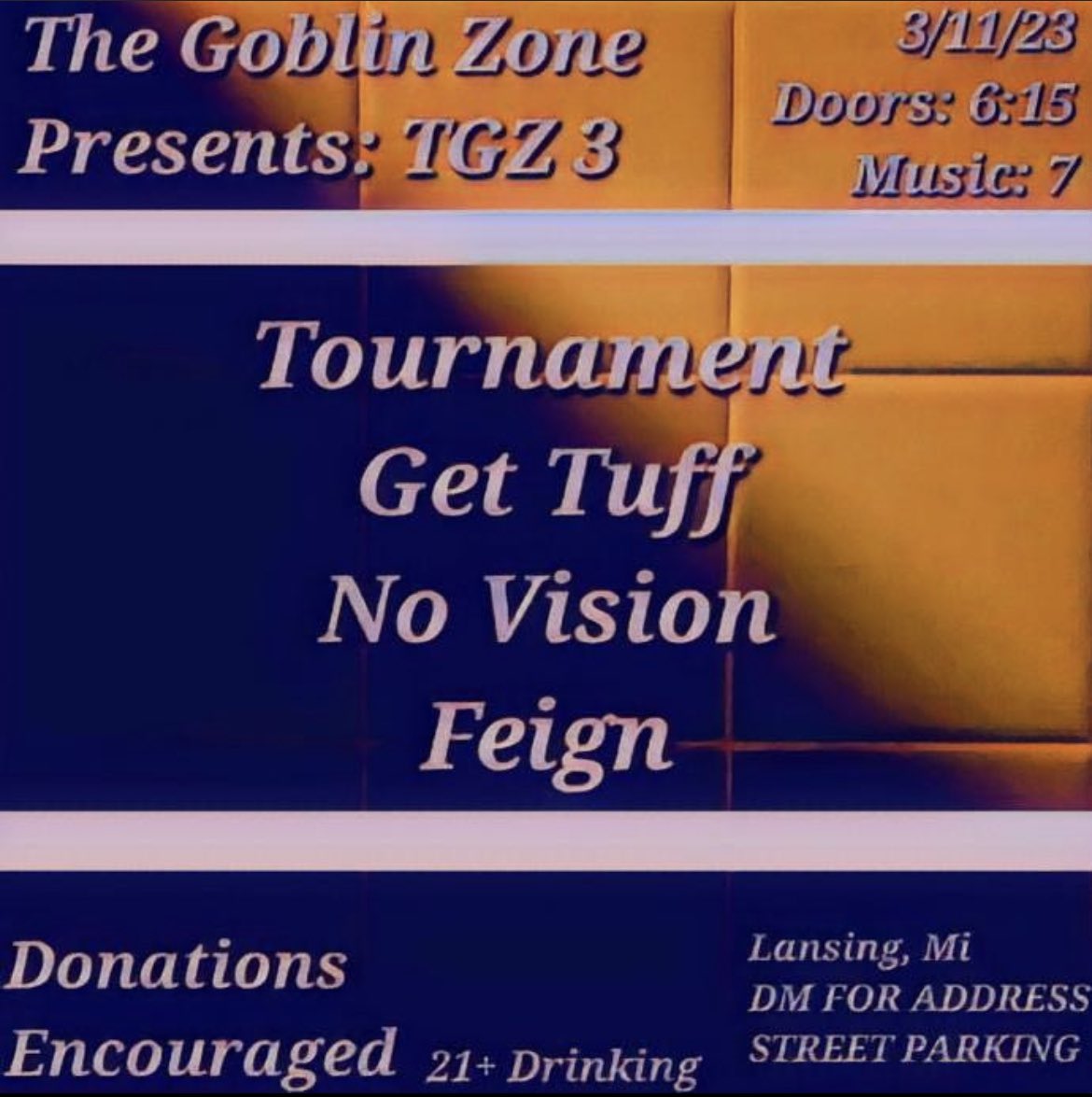 tonight <a href="/thegoblinzonemi/">Kieffer Mockingbird off this app bye bye</a> w/ <a href="/TournamentLLC/">Tournament</a> <a href="/gettuffstaytuff/">get tuff the band</a> and no vision!!!! maybe we’ll have new merch here i don’t really know send tweet