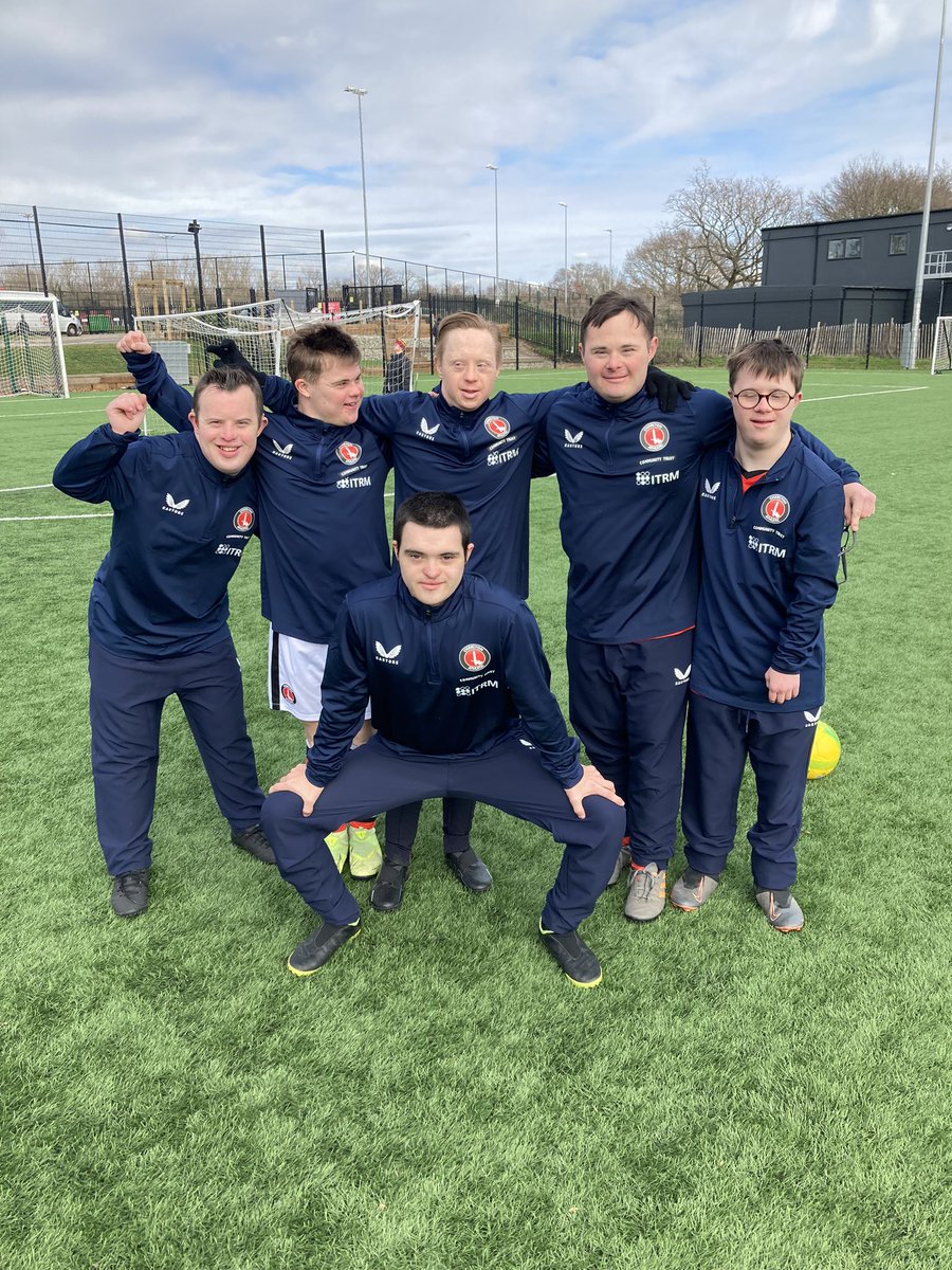Terrycact's tweet image. The #charlton #upbeats looking good in there new #castore @CastoreEngland kits before the session today #Downsyndrome #disabilityfootball @CAFCofficial @CAFCTrust @itrmltd