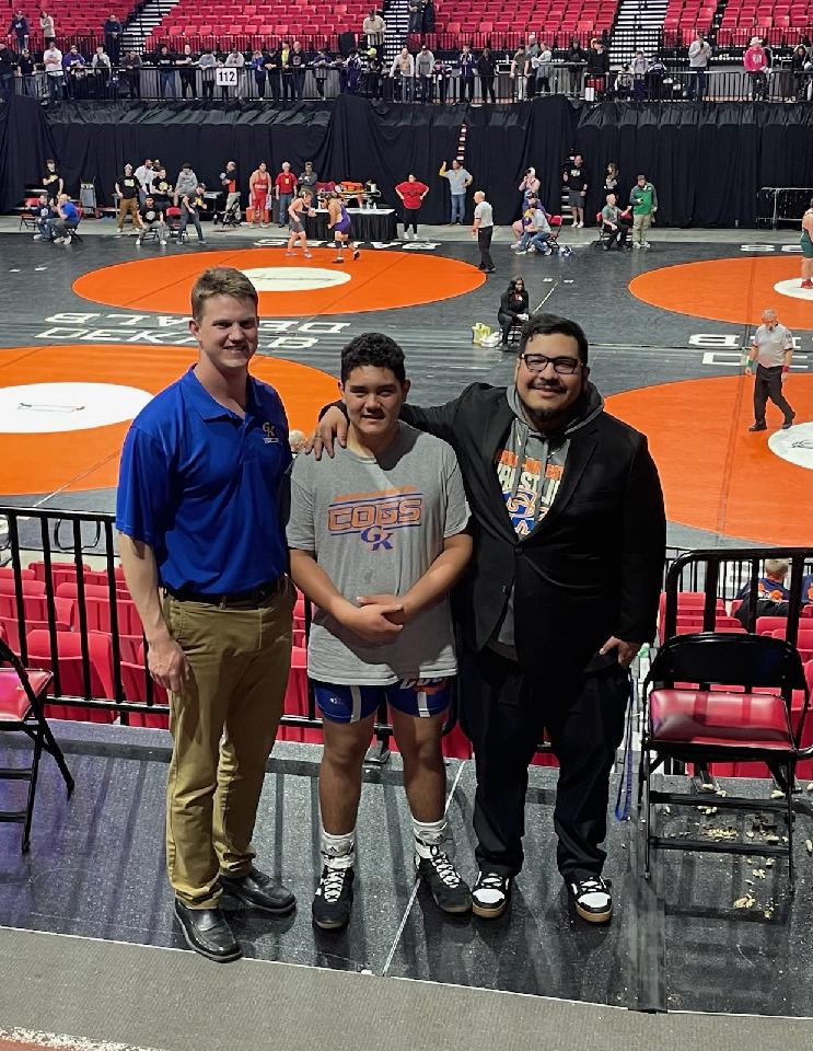 Middle School Wrestling @ NIU:
GKMS 7th grader Andrew Rocha lost his first two matches in the 185 lb weight class at the IESA State Tournament today and was eliminated.  What an amazing job by a first-year wrestler to get to experience the State Tournament! Awesome season Andrew!