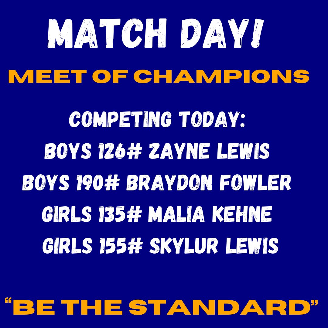 MEET OF CHAMPIONS! 

4 War Eagles are representing Class 6A in todays “Meet of Champions” at University of the Ozarks in Clarksville, Arkansas! 

Wrestling starts at 1 o’clock! 

#BeTheStandard