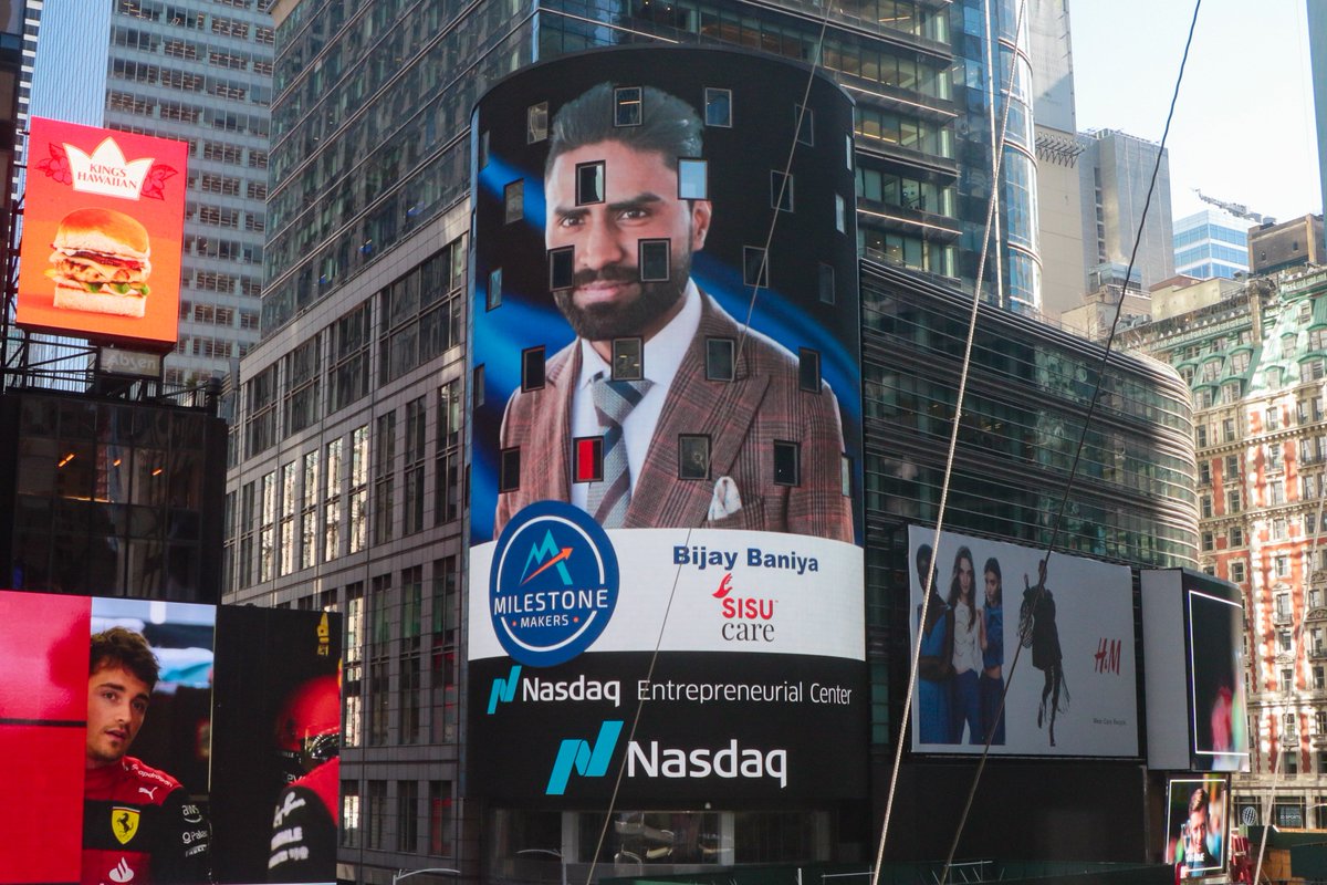 We are truly honored to be recognized by Nasdaq Entrepreneurial Center in Times Square as a Milestone Maker! Congratulations to Bijay Baniya, CEO &amp; the entire team of SisuCare for this achievement.

#sisucare #healthcare #education #technology #nursing #changinglives #california