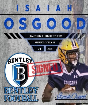 I am extremely blessed to announce that I will be attending the university of Bentley. I am extremely grateful to the coaches at Bentley and everyone else who helped me along the way. I’m also grateful to all the coaches and schools who recruited me during my recruitment period.