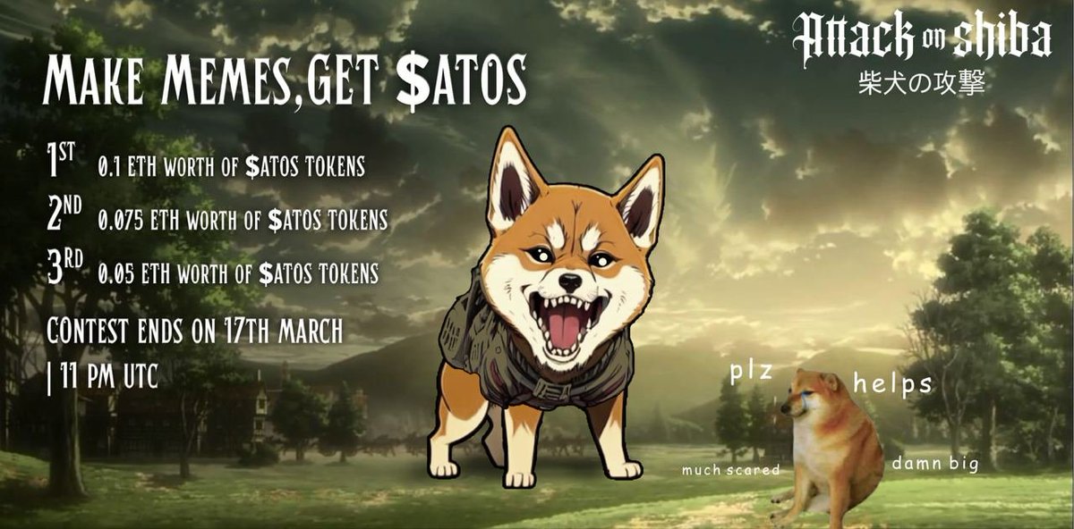 Crypto_Pericles's tweet photo. $ATOS

@Attackonshiba has achieved the UNIMAGINABLE in just a few days... 👀

Massive concept, Connected with the #AttackOnTitan Anime Series 👍

Marketing is ingenious, focused in the #AOT Lore and also The tokenomics will be connected with the Episodes of the series along with the Launches on other Chains like #Arbitrum and #Shibarium 🔥

It's never be done before and the Size of Marketing Activity compared with its actual size is by itself insanely Bullish and Promising 🚀

The Amount of members in the group Matches the amount of #HODLERS 

Meme contest is ongoing and the best of you will Earn some serious Rewards 🫰

The Greatest Example of ATOS incredible Marketing Campaign is that it's featured as we speak in more than a Hundred Mainstream News Media like #Reuters #Bloomberg #CNBC and many more 📢

Worth mentioning that the Daily Chart looks Primed and Ready for a Breakout... #BULLFLAG 💪

By using the Website to invest you eliminate Fees: https://t.co/YJ9q6v7BTT

Chart here: https://t.co/AMnL0r38KJ

TG Group: https://t.co/7hb8DZkEzf

Marketing will Escalate over the next days and Faces will Melt! 

SEND IT

#ETH
